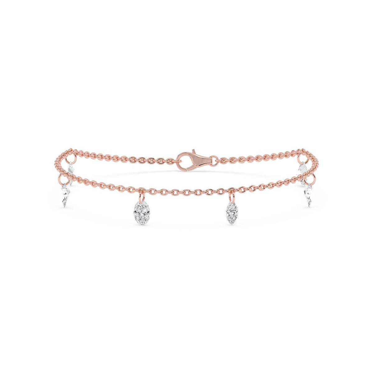 14K Rose Gold Drilled marquise BRACELET