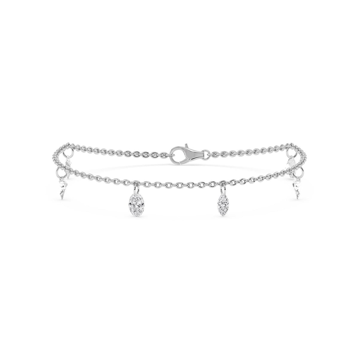 14K White Gold Drilled marquise BRACELET