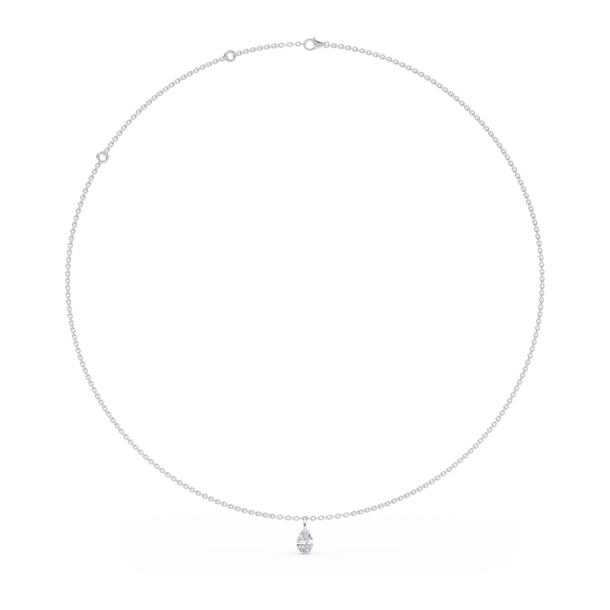 18K White Gold Drilled pear NECKLACE