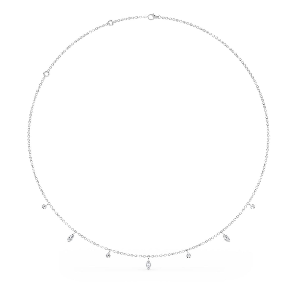18K White Gold Drilled marquise NECKLACE