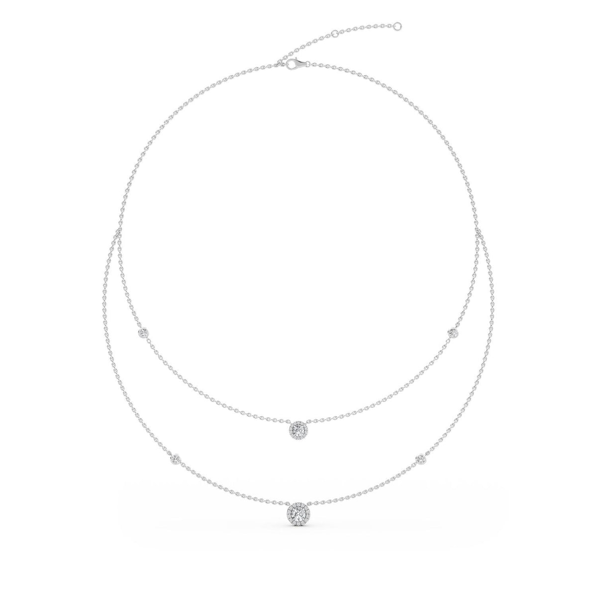 14K White Gold Round NECKLACE