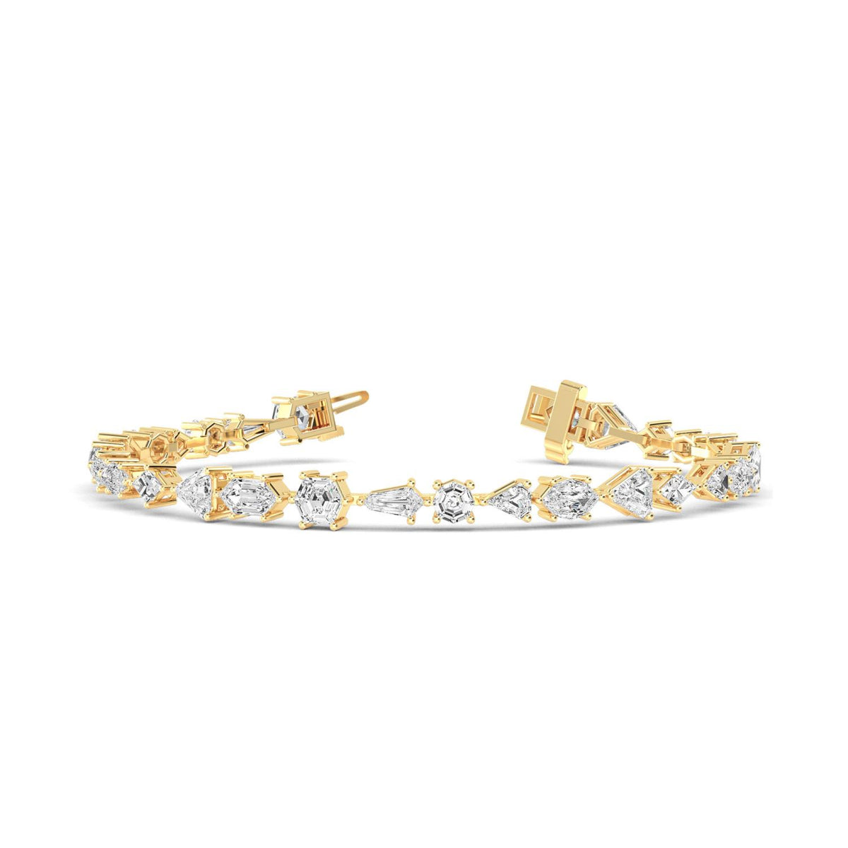 18K Yellow Gold Long hexagon BRACELET