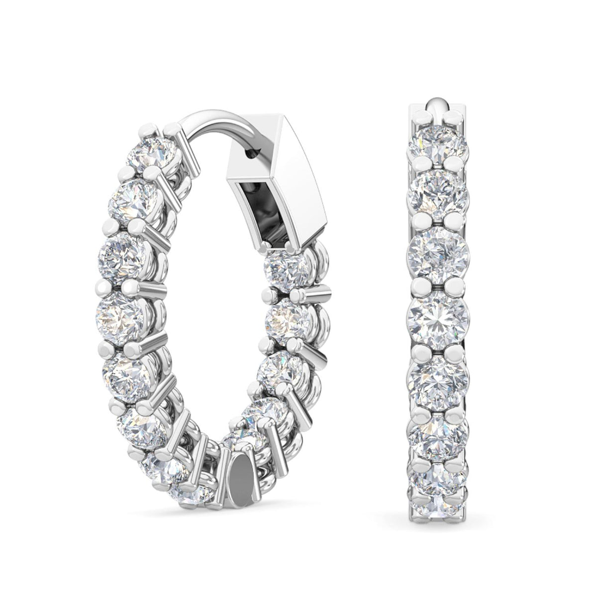 10K White Gold Round EARRINGS