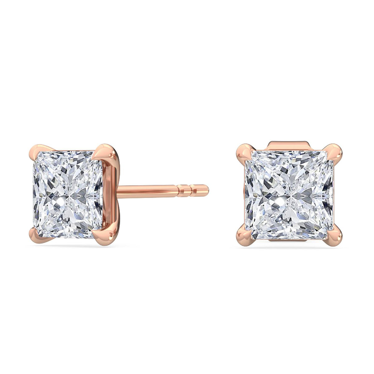 10K Rose Gold Asscher EARRINGS