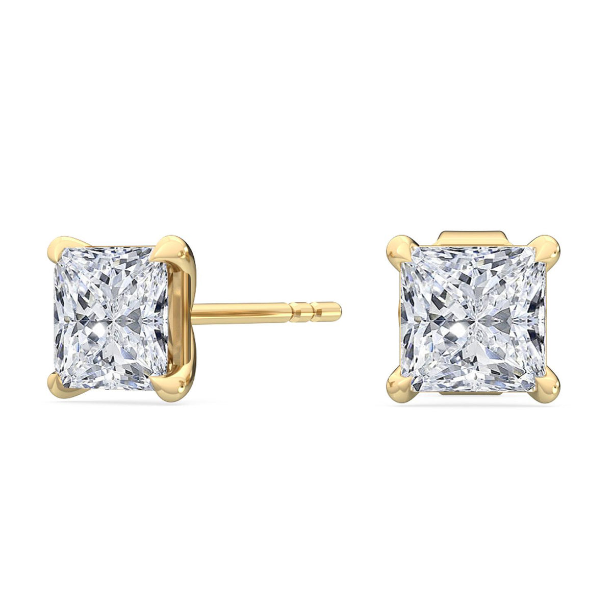 10K Yellow Gold Asscher EARRINGS