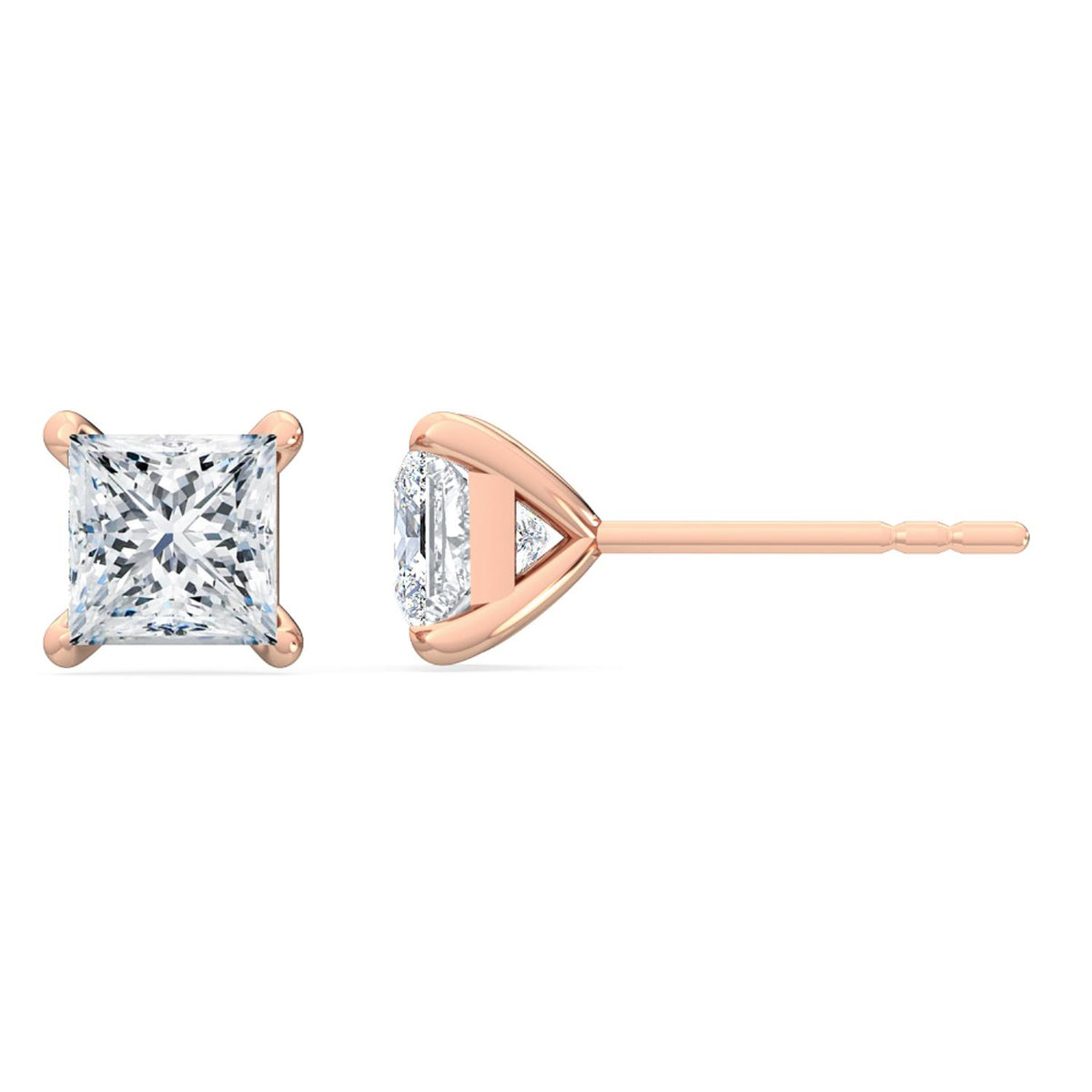 10K Rose Gold Princess EARRINGS