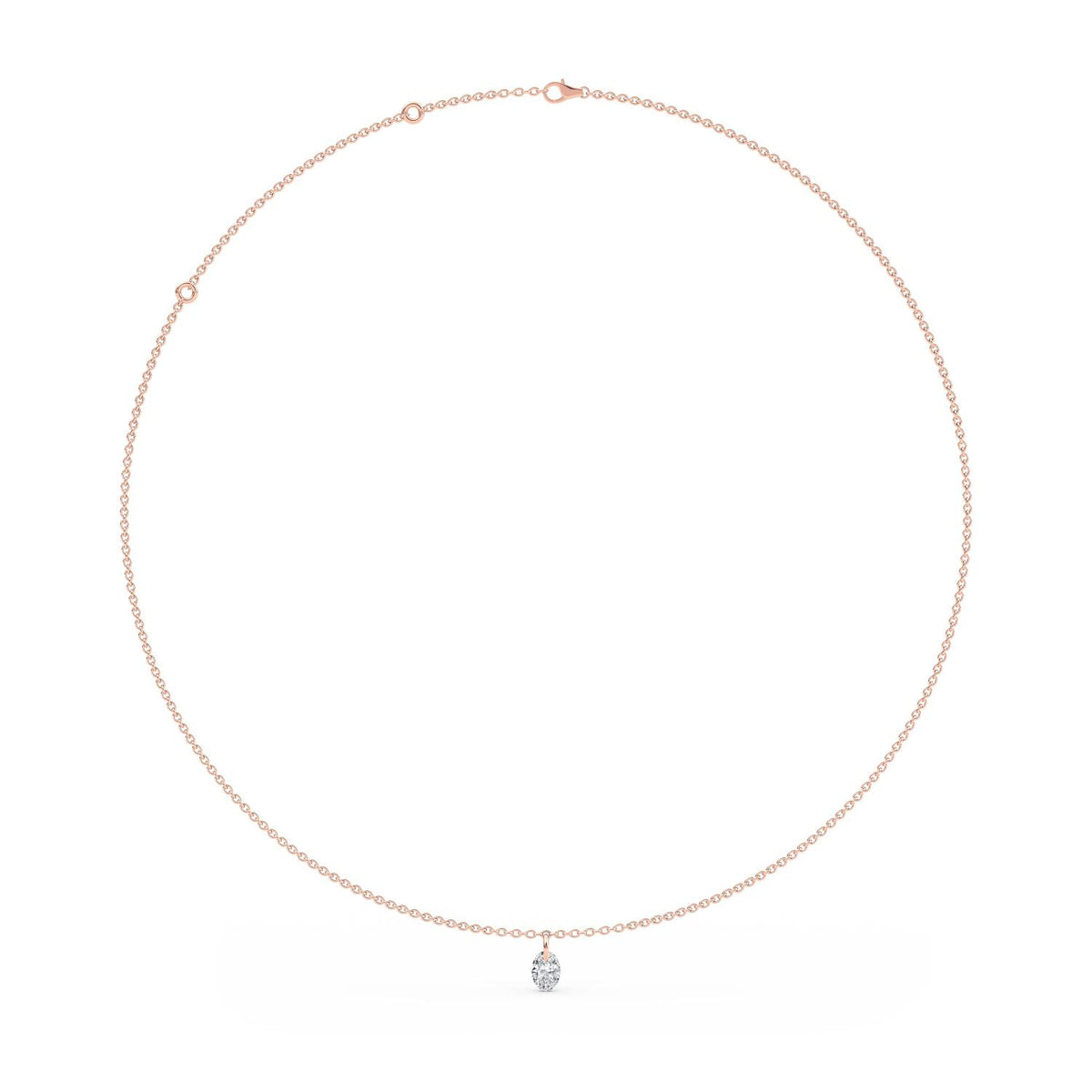 14K Rose Gold Drilled oval NECKLACE