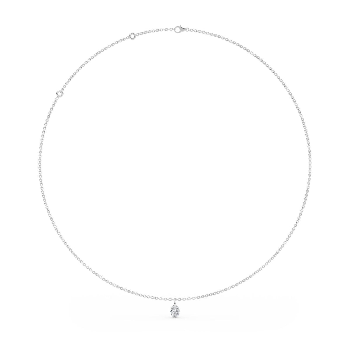14K White Gold Drilled oval NECKLACE