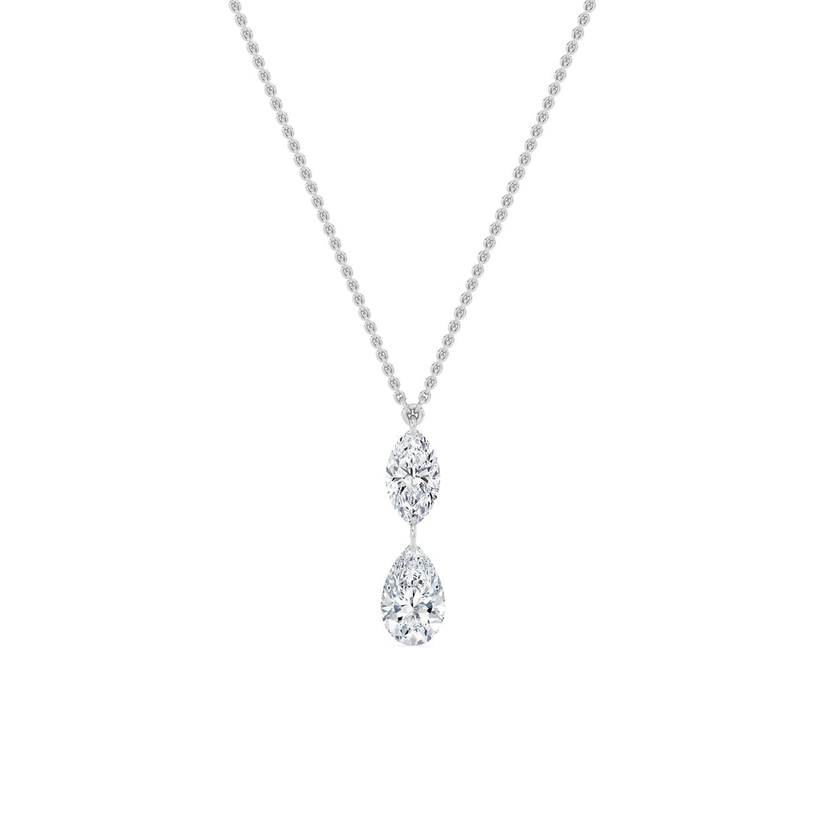 18K White Gold Drilled marquise PENDANT