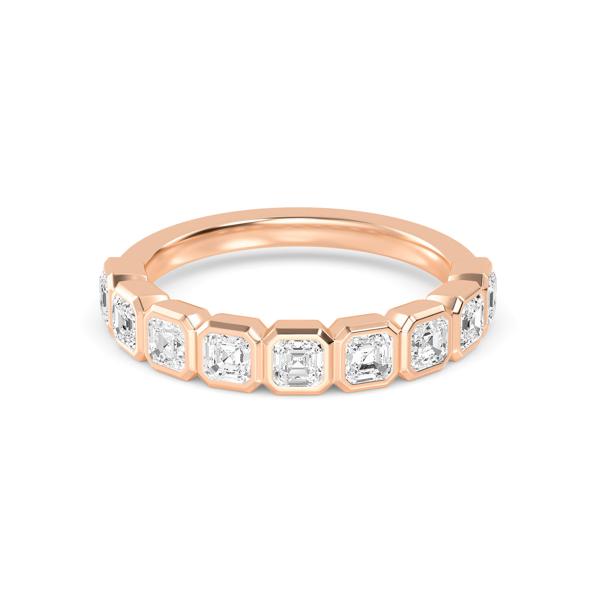 18K Rose Gold Asscher WEDDING BANDS