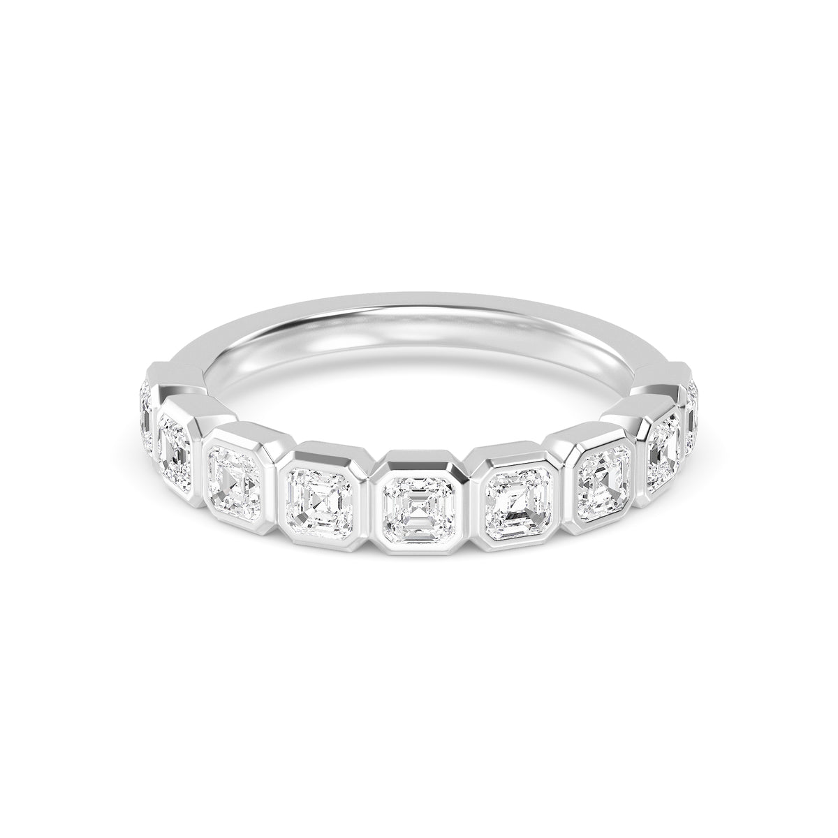 18K White Gold Asscher WEDDING BANDS