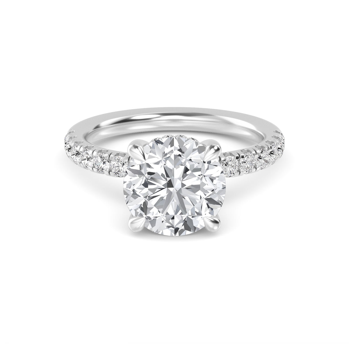 10K White Gold Round ENGAGEMENT RINGS