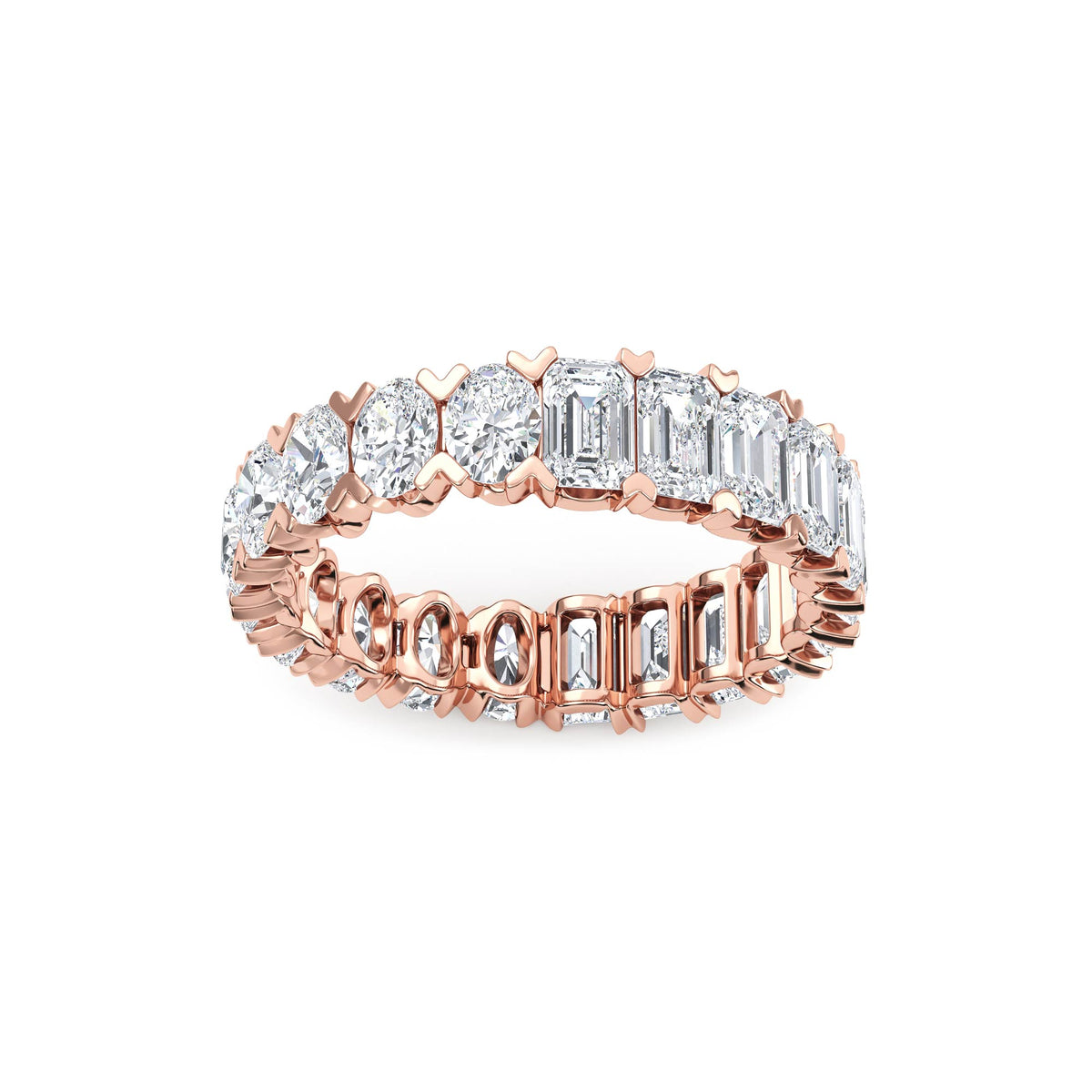 18K Rose Gold Emerald WEDDING BANDS